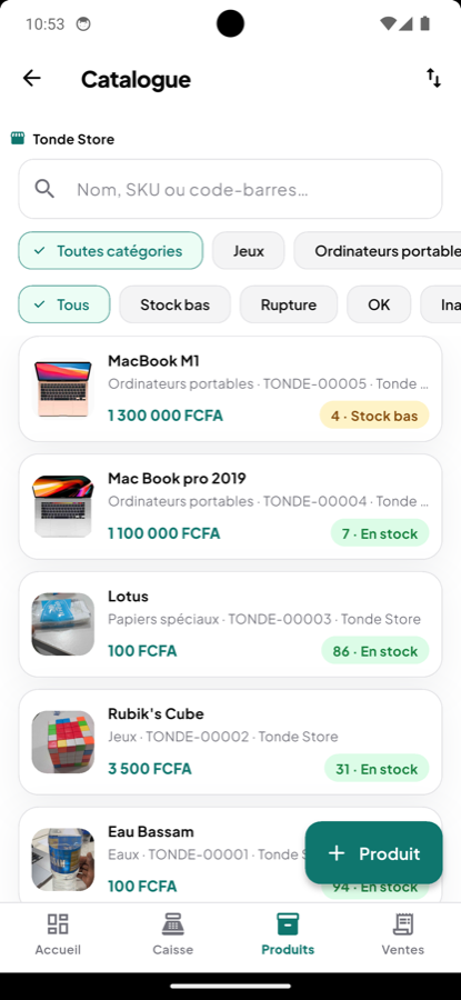 Catalogue produits